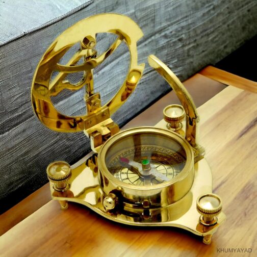 KHUMYAYAD Brass Compass Elegant Traditional 3" Nautical Sundial Compass Antique Brass with Exquisite Wooden Box – Bild 4