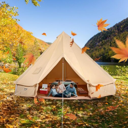 VEVOR Bell Tent 3-7 m Yurt Tent Suitable for 6-12 People TC Cotton and Robust Iron Poles with PVC Groundsheet Camping Tent – Bild 8