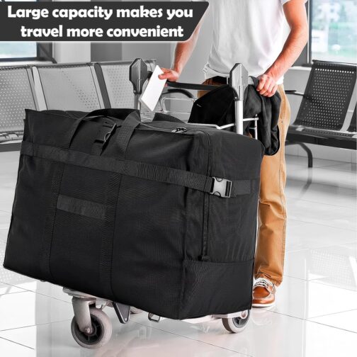 Large Travel Bag, Foldable Travel Bag with Wrist Strap, Waterproof Carry Bag, for Airline Travel, Camping, Moving and School, for Men and Women, Green, No – Bild 4