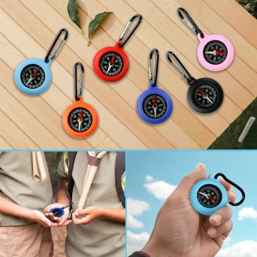 HAPPOW Pack of 6 Children's Compass, Mini Compass, Compass Keyring, High Precision Pocket Compass, Wear-Resistant and Drop-Proof, for Camping, Hiking, Fishing, Cycling Equipment (6 Colours) – Bild 4