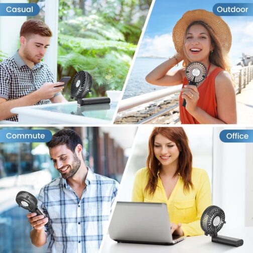 HandFan Portable Hand Fan, Folding Desktop USB Battery Fan with 5200mAh Power Bank Function, Mini Electric Personal Fan for Office/Home/Outdoor/Camping/Stroller – Bild 6
