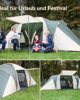 Skandika Daytona 6 Person Dome / Family Tent 3 Sleeping Cabins 3000 mm Hydrostatic Head 195 cm Standing Height