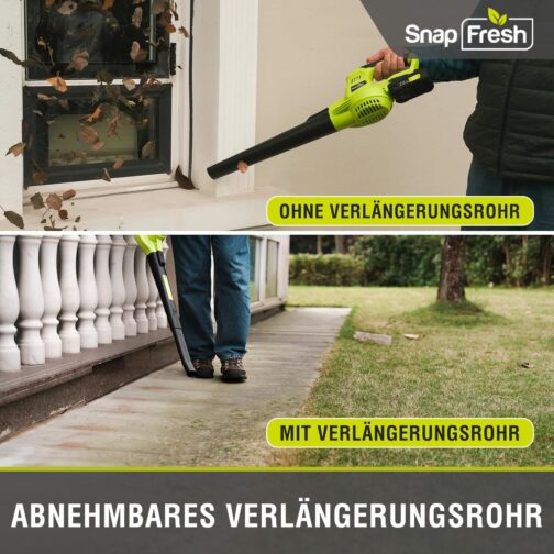 SnapFresh Leaf Blower Cordless Leaf Blower 20 V 210 km/h 240 m³/h / 2 Air Speed / with Battery and Charger / Lightweight Compact 1.2 kg for Garden Yard Lawn Care (Green) – Bild 5