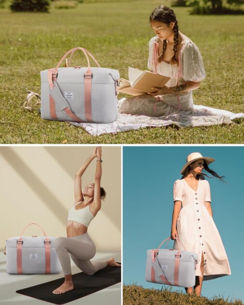 LOVEVOOK Travel Bag Women's Sports Bag Hand Luggage Bag Weekender Bag Swimming Bag Waterproof Travel Bag Duffle Bag Fitness Bag Women Hospital Bag for Travel Gym Aeroplane – Bild 7
