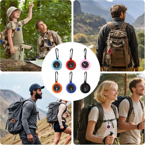 HAPPOW Pack of 6 Children's Compass, Mini Compass, Compass Keyring, High Precision Pocket Compass, Wear-Resistant and Drop-Proof, for Camping, Hiking, Fishing, Cycling Equipment (6 Colours) – Bild 7