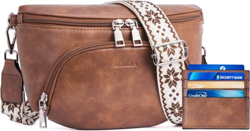 MUIIKOLA Small Women's Shoulder Bags, Bum Bag, Women's Crossbody Bag, Women's Vegan Leather Crossbody Bag, RFID Blocking Card Slot, Chest Pocket with Adjustable, Removable, Wide Strap – Bild 2
