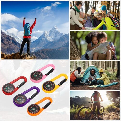 JINJUMEI Mini Compass with Carabiner Hook, Colourful Carabiner Compass for Outdoor, Camping, Hiking and Travel – Bild 7