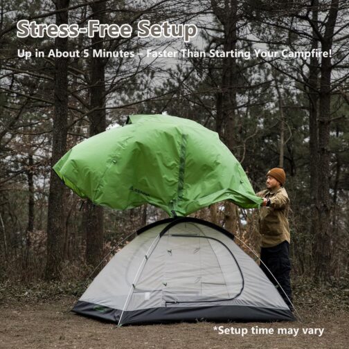 BISINNA Dome Tent 2 People 3-4 Seasons Waterproof & Windproof Ultralight Trekking Tent Compact Pack Size & Flash Assembly for Camping, Hiking, Festival – Bild 8