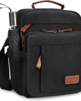 ESTARER Men’s Small Shoulder Bag, 9.7 Inch Shoulder Bag, Men’s Shoulder Bag for School, Travel, black, Utility