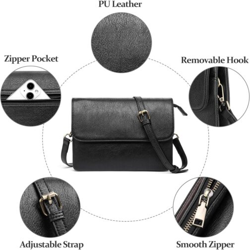 GAEKEAO Women's Shoulder Bag, Crossbody Bag, Purse, Handbag, Women's Shoulder Bag, with Card Slots, Adjustable, Removable Shoulder Strap for Women, Type 1-black, M – Bild 3