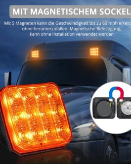 Justech 2 x Rechargeable Warning Light LED Strobe Lights 12 V/24 V Magnetic Warning Light Warning Light IP65 Waterproof Emergency Light Car Flash Light with 18 Flash Modes for Trucks, Tractors E-Mark