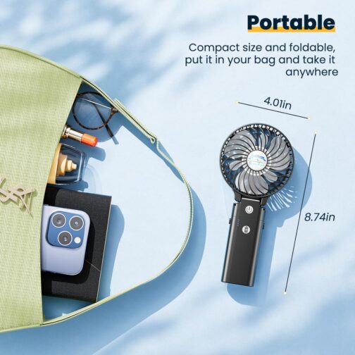 HandFan Portable Hand Fan, Folding Desktop USB Battery Fan with 5200mAh Power Bank Function, Mini Electric Personal Fan for Office/Home/Outdoor/Camping/Stroller – Bild 5