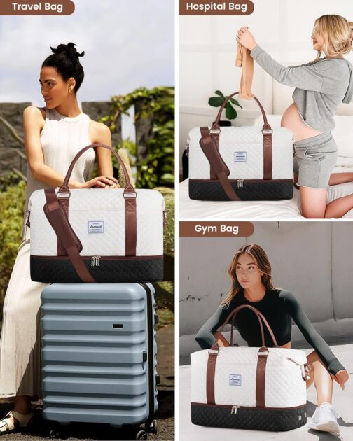 LOVEVOOK Travel Bag Hand Luggage Bag Large Travel Bag Women Set, Beige, black, brown – Bild 8