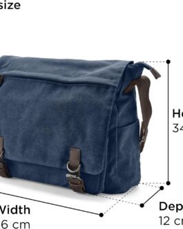 Trendhim Caramel Brown Canvas Messenger Bag for Men Shoulder Bag Large Canvas Shoulder Bag for Everyday and Work