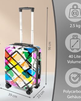 Xonic Designer Travel Suitcase – Hard Shell Case with 360° Smooth Rolling Wheels – High-Quality Trolley with Combination Lock Polycarbonate in M-L-XL or Set, Color Art, Hard shell case with 360°