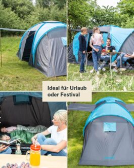 Skandika dome tent Hammerfest for 6 people, camping tent with sewn-in tent base, sleeper technology with black cabins, 2 sleeping cabins, mosquito nets, 2 m standing height, 2000 mm hydrostatic head