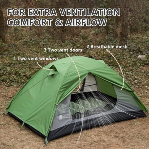 BISINNA Dome Tent 2 People 3-4 Seasons Waterproof & Windproof Ultralight Trekking Tent Compact Pack Size & Flash Assembly for Camping, Hiking, Festival – Bild 6