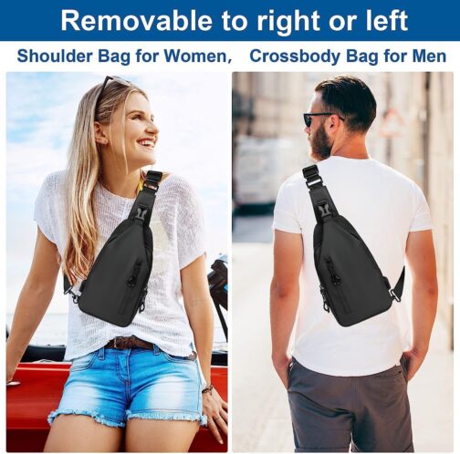 Lidxfeo Anti-Theft Multipurpose Crossbody Bag, Waterproof Chest Bag, Men's Shoulder Bag with USB Charging Port, Multiple Pockets, Sling Backpack, for Hiking, Travel, Climbing, etc, black, Black 2.0 – Bild 4