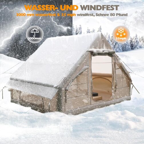 300 x 200 x 210 cm Inflatable Camping Tent for 2-4 People, 6.3 ㎡ Large Outdoor Tent with Air Pump & Mesh Window, 420D Oxford Waterproof 3000 mm & UV50+ for 4 Seasons, 5 Minutes Quick Assembly – Bild 5