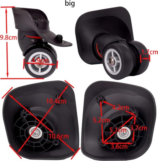 itdegno 2 x Universal Luggage Suitcase Replacement Wheel Wheel Axles Travel Suitcase Swivel Wheels Trolley Replacement Wheels OD 49 mm – Bild 2