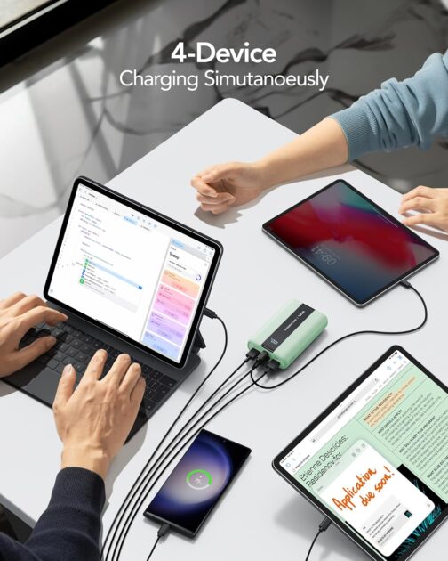 VRURC Powerbank 20000 mAh Small USB C Power Bank Fast Charging 22.5 W Mini External Battery Small but Strong Battery Pack Portable Charger Compatible with iPhone Samsung Tablet Huawei etc. (Green) – Bild 5