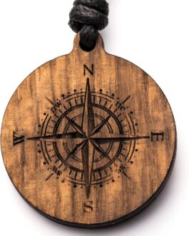 treeforce Compass, signpost, necklace, wooden chain, key ring or car pendant, 3 in 1 DIY jewellery, handmade, sustainable and vegan made of wood