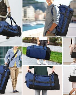 CONTAIL 86L Foldable Travel Backpack with Padded, Quilted Base, Waterproof, Foldable Travel Backpack with Extended Carry Handles, navy, travel bag