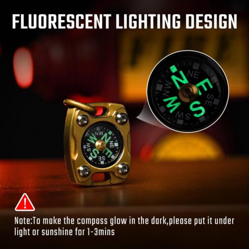 MecArmy CMP Titanium Brass Mini Compass Luxury Survival Pocket Compass - Dad to Son Gift from Mom Dad to Son Graduation Birthday Gift – Bild 3