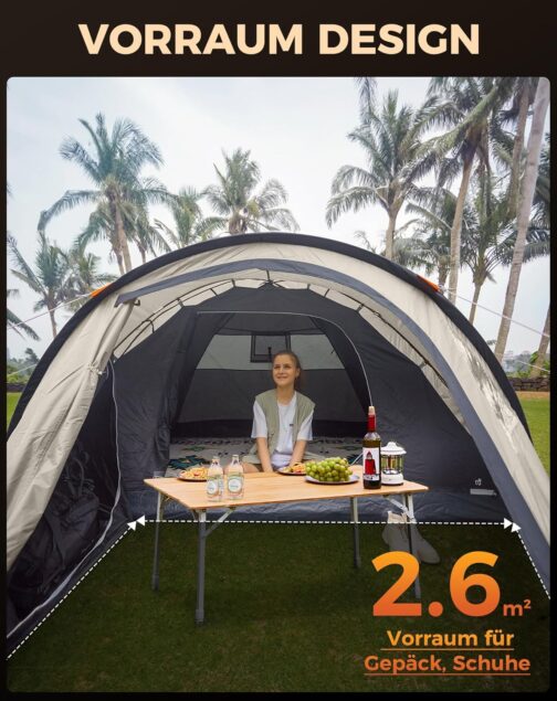 KingCamp Camping Zelt für 4 Personen Geräumig Trekkingzelt PU3000mm Wasserdichtes Kuppelzelt 4 Jahreszeiten Ultraleicht Zelte für Camping, Trekking und Outdoor-Aktivitäten – Bild 6