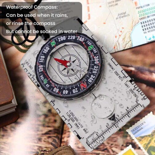 6 Pack Outdoor Compass with Adjustable Declination, Pocket Compass with Magnifying Glass, Ruler, Scale, Multifunctional Pocket Compass for Children, Waterproof Compass for Hiking, Camping and Other – Bild 5