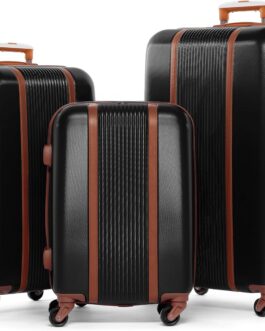 FERGÉ Milano Suitcase Set Hard Shell 3-Piece Trolley Set – Hand Luggage 55 cm, L and XL 3 Hard Shell Suitcases Rolling Suitcase 4 Wheels 100% ABS, black, Suitcase set
