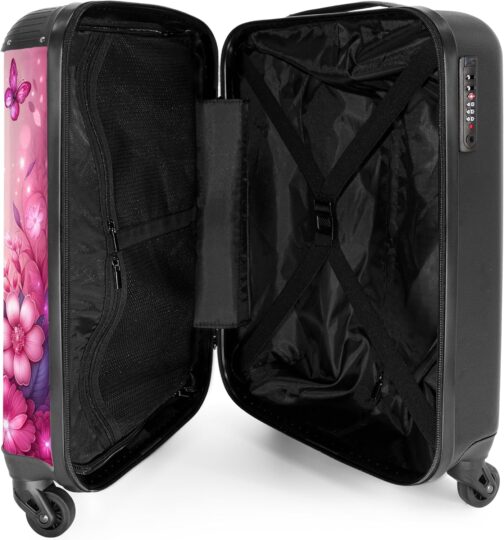 NoBoringSuitcases.com® Children's Suitcase, Hand Luggage, Hard Case with TSA Lock, Boys and Girls, Trolley, Travel Suitcase, Carry on, Rolling Suitcase, Small or Medium, Butterfly - Flowers and – Bild 4