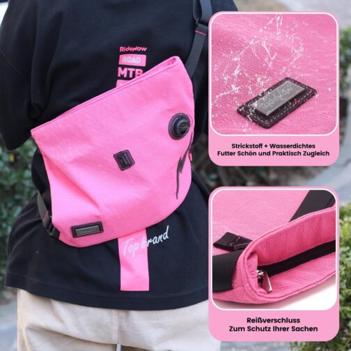 RIDENOW Bicycle Bag for Cycling Racing, Pink Shoulder Bag, Lightweight, Portable, Foldable, Waterproof Bag for Daily Life, Travel, Gift – Bild 5
