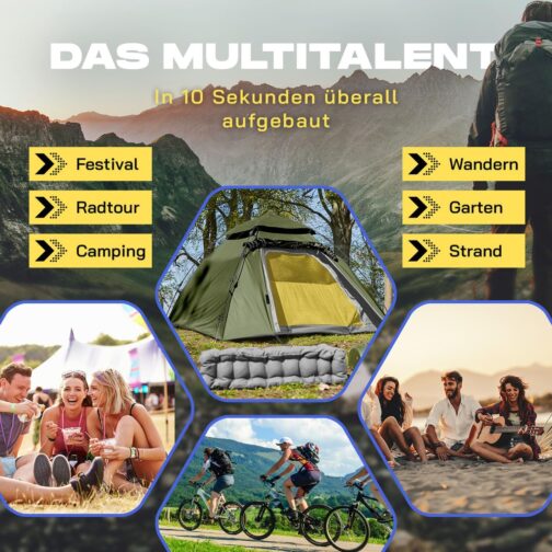 Lumaland Outdoor Pop Up Dome Tent 3 Person Tent Seconds Camping Festival etc. 215 x 195 x 120 cm carrying case – Bild 8