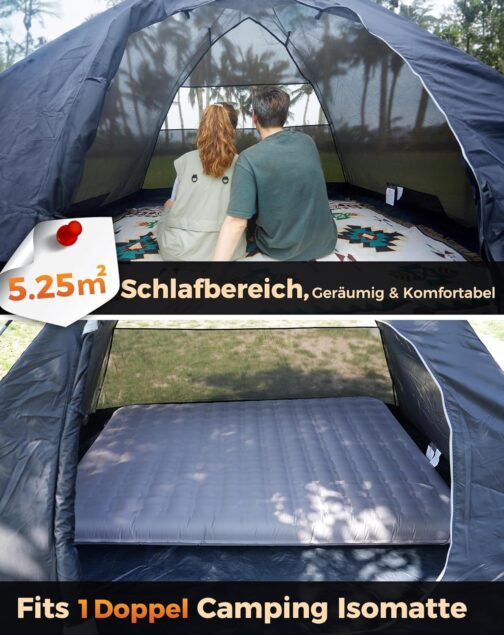 KingCamp Camping Zelt für 4 Personen Geräumig Trekkingzelt PU3000mm Wasserdichtes Kuppelzelt 4 Jahreszeiten Ultraleicht Zelte für Camping, Trekking und Outdoor-Aktivitäten – Bild 3