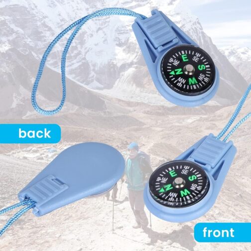Pack of 36 Mini Survival Compass, Multi-Colour Compasses, Children's Mini Compass, Children on Cord, Small Compass Bag, Compass Keyring, Portable Colourful Compass for Outdoor, Camping & Hiking – Bild 3