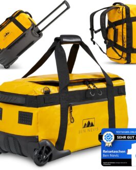 BEN NEVIS Original 60L 80L 100L Travel Bag with Wheels – XL XXL Foldable Travel & Sports Bag, Water-Repellent, Robust & Space Saving, yellow, travel bag
