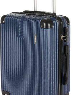 BRUBAKER London Travel Suitcase – Hard Shell Suitcase Trolley with Combination Lock, 4 Wheels and Comfort Carry Handles – ABS Rolling Suitcase Hard Case – Robust and Lightweight, blue, Suitcase