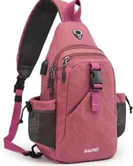 G4Free Canvas Chest Bag Shoulder Bag Sling Bag Men Women for Travel Hiking Running Climbing, Pink Purple, Sling Backpacks
