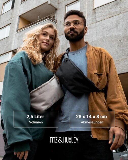 Fitz & Huxley Ocean Hip Bum Bag Made of Recycled Ocean Plastic - Crossbody & Shoulder Bag for Men and Women - Water-Repellent, Sustainable, Stylish - Belt Bag with Anti-Theft Compartment, agave – Bild 5