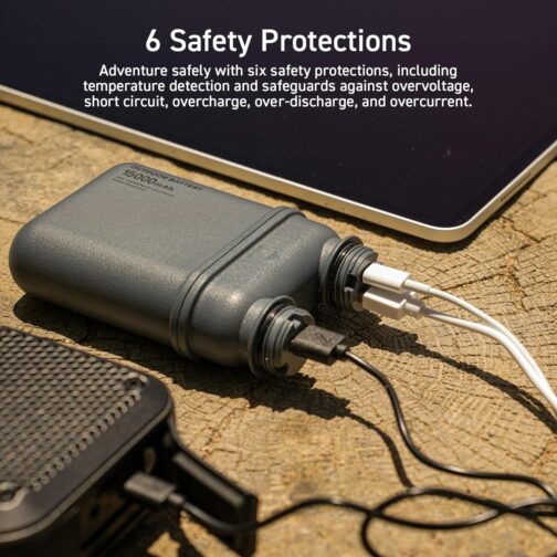 ELECOM Nestout Portable Charger, 15000 mAh Outdoor Battery Power Bank, 32 W USB-C Fast Charging PD, Waterproof IP67, Durable Shockproof, Battery Pack for Smartphone, Tablet, Hiking, Travel, Camping, – Bild 6