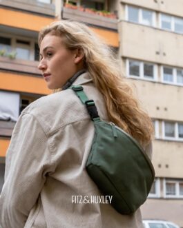 Fitz & Huxley Ocean Hip Bum Bag Made of Recycled Ocean Plastic – Crossbody & Shoulder Bag for Men and Women – Water-Repellent, Sustainable, Stylish – Belt Bag with Anti-Theft Compartment, agave