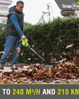 SnapFresh Leaf Blower Cordless Leaf Blower 20 V 210 km/h 240 m³/h / 2 Air Speed / with Battery and Charger / Lightweight Compact 1.2 kg for Garden Yard Lawn Care (Green)