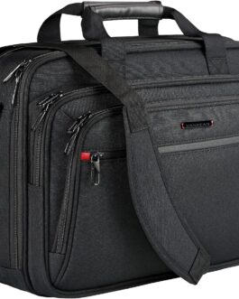 VANKEAN Laptop Bag for Men Women, Fits up to 17.3 Inch Laptop, Expandable Premium Laptop Briefcase, Water-Resistant Shoulder Bag, Computer Bag for Business/School, Black