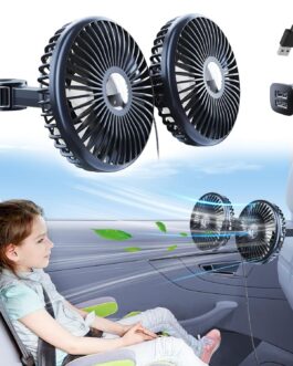 xuenair Car Rear Seat Fan, 360° Rotatable Car Seat Fan for Baby Back-Facing, 3 Speeds Separate Control, Car Cooling Fan, USB Car Fan for Vehicles, SUVs, RV
