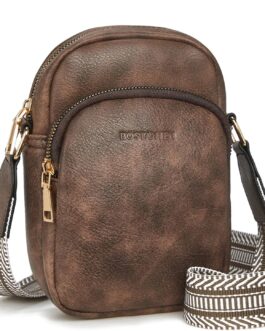 BOSTANTEN Women’s Mobile Phone Shoulder Bag, Leather Mobile Phone Case with Purse for Hanging, Handbag Women’s Shoulder Bag, A-02-Coffee, Fashionable