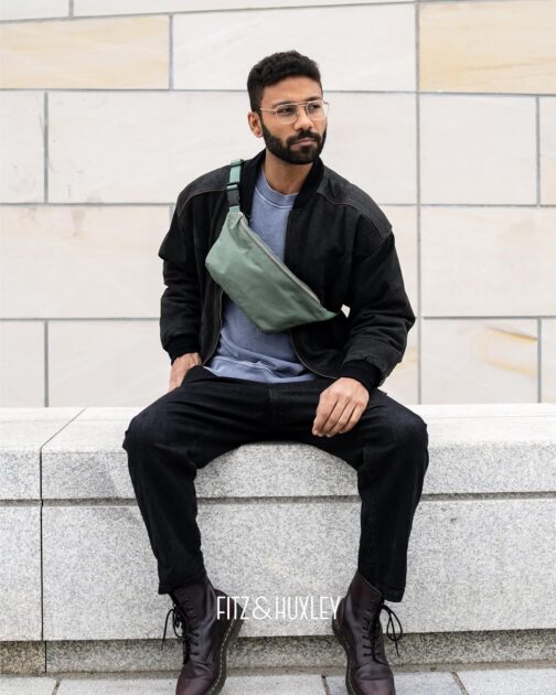 Fitz & Huxley Ocean Hip Bum Bag Made of Recycled Ocean Plastic - Crossbody & Shoulder Bag for Men and Women - Water-Repellent, Sustainable, Stylish - Belt Bag with Anti-Theft Compartment, agave – Bild 4