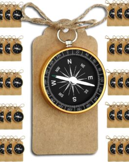 Pack of 50 Premium Mini Compass Party Favours Creative Theme Wedding for Guests with Kraft Pendant and Jute String Wedding Travel Theme Party Decorations Nautical Christmas Decorations