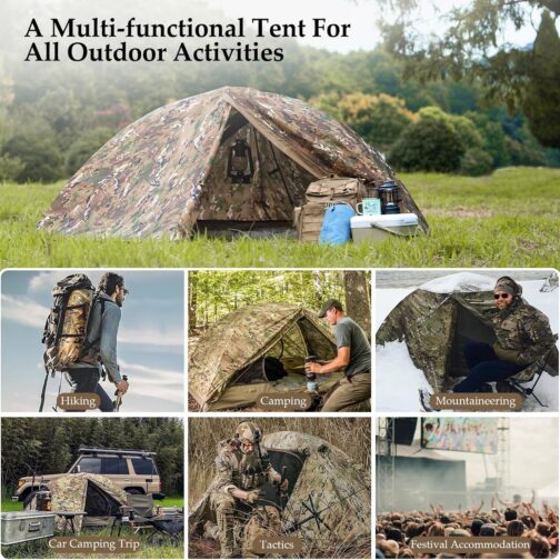 FREE SOLDIER Campingzelt Outdoor Ultraleichtes Einmannzelt In Camouflage, Outdoor-Camping,1 Person Zelt Abenteuer angelzelt einfach aufzubauen und zu tragen moskitoschutz,Wasserdicht – Bild 6