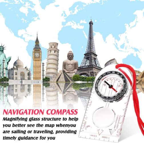 Skylety Navigation Compass Boy Scout Compass Orienteering Compass Lightweight Hiking Compass with Adjustable Tilt for Expedition Map Reading Navigation Orienteering (12.5 x 6.0 cm) – Bild 5